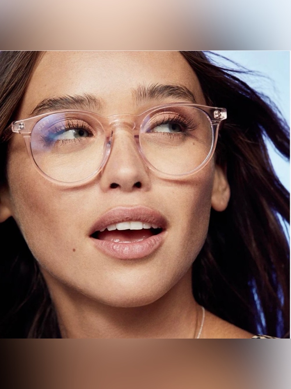 DIFF Sawyer Clear Pink Round Frame Blue-Light Blocking Women's Glasses